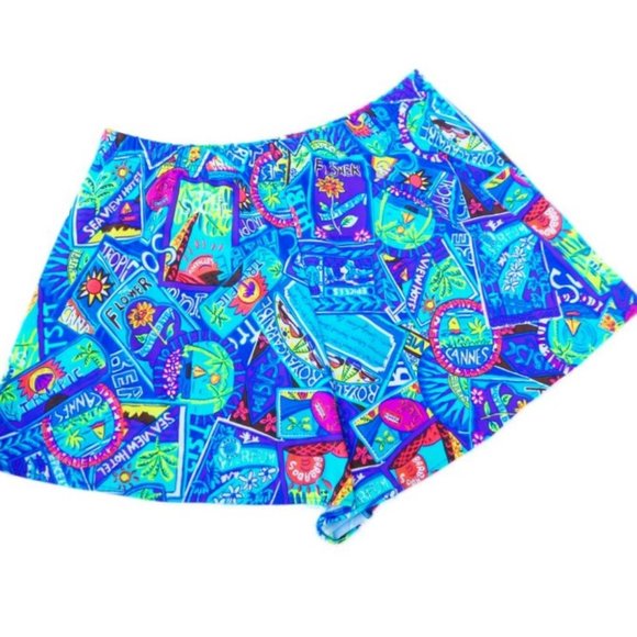 Lands' End Pants - Lands' End Travel Shorts Nylon Spandex Psychedelic Neon Beachy Flirty Fun USA  L